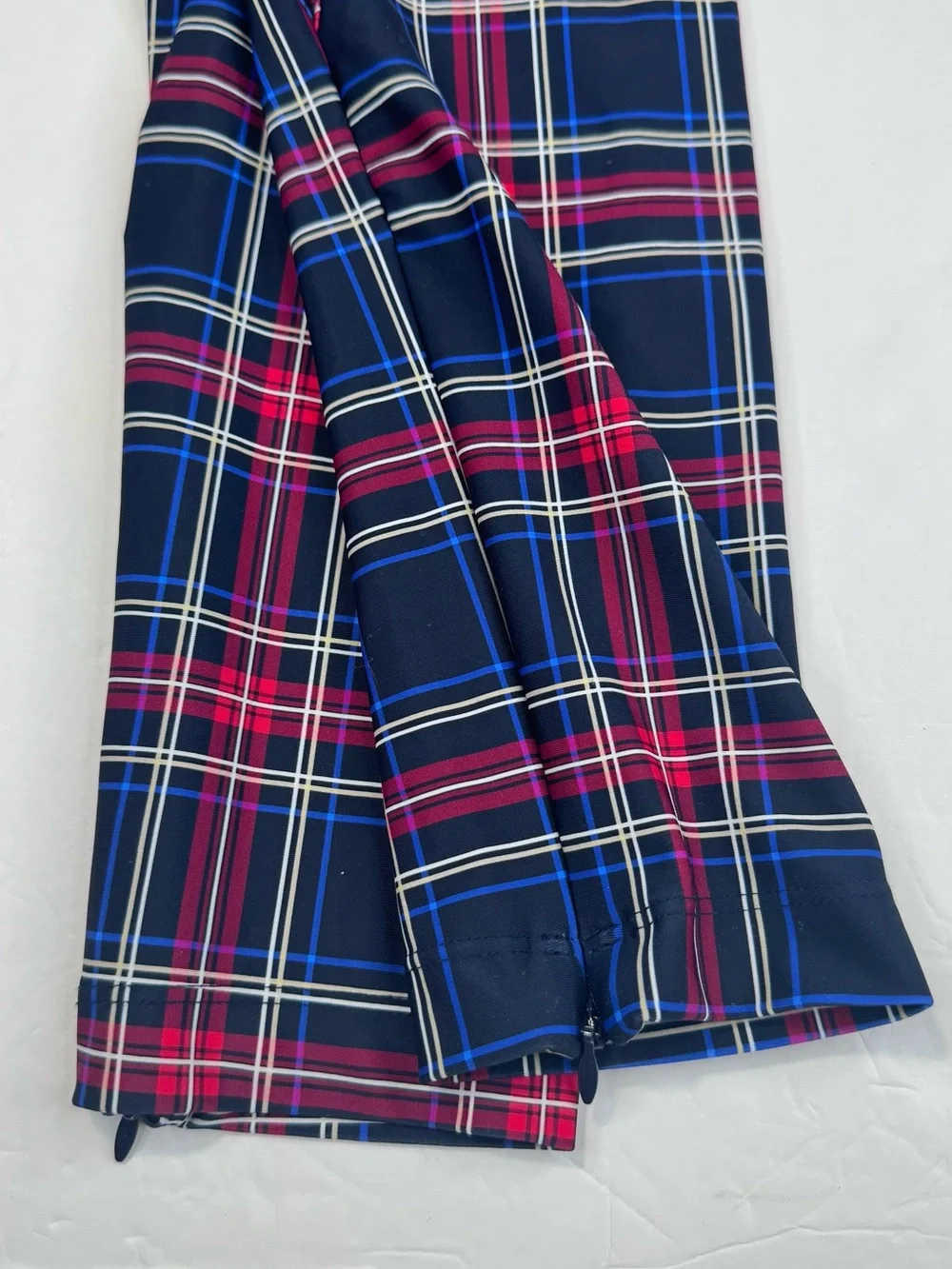 GANNI Plaid Leggings Women's Size 34 US 4 Navy Blue Red White Stretch Skinny